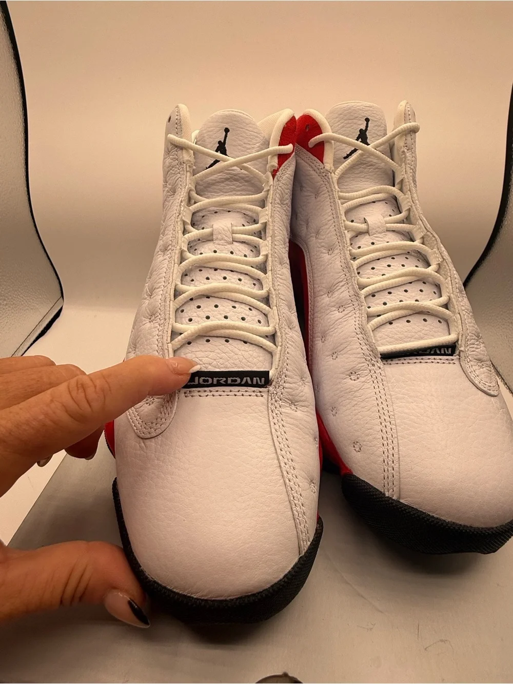 New in box air Jordan 13 Men’s White and Red Retro Basketball Sneakers